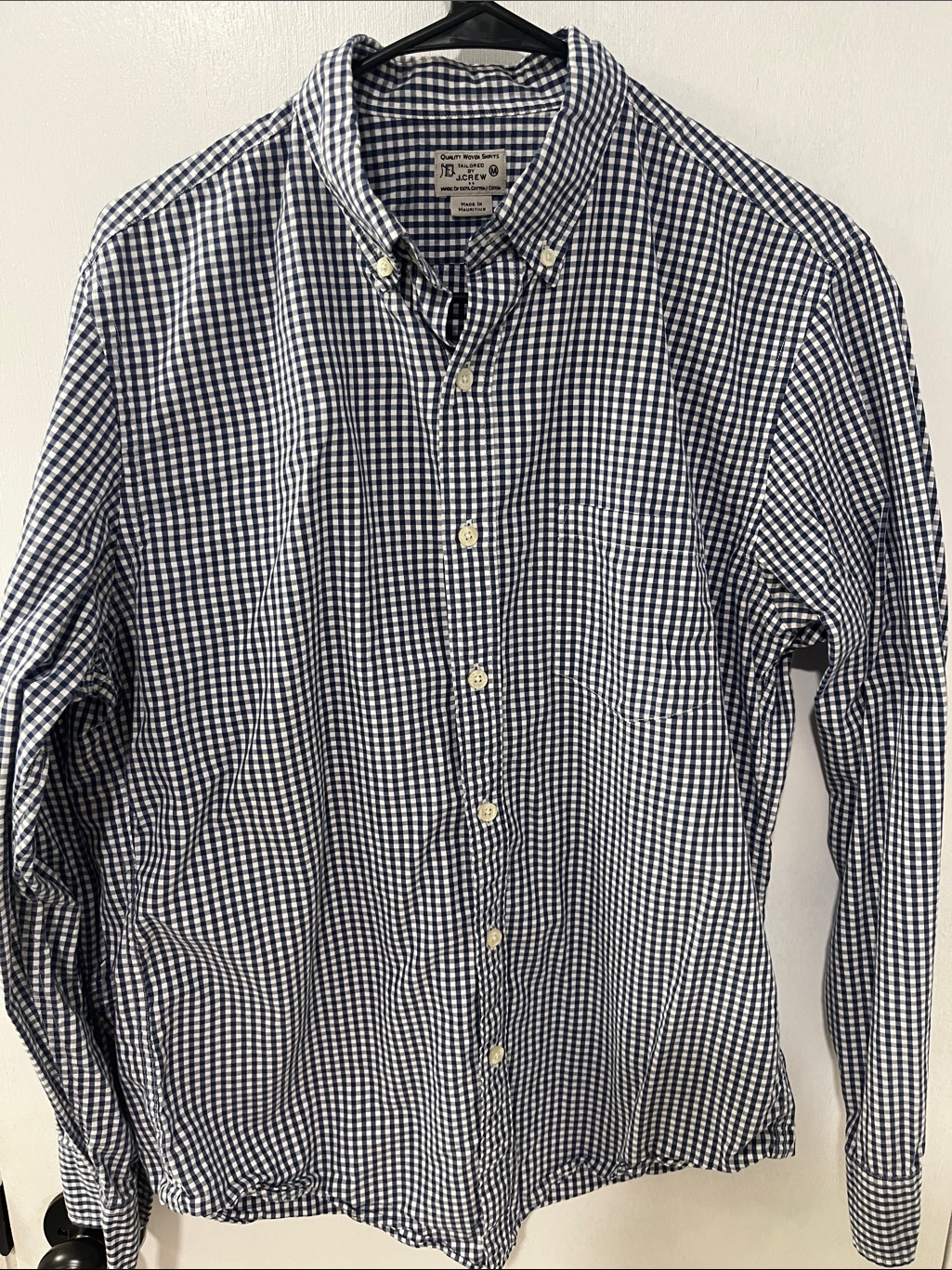 J. Crew Navy And White Gingham Button-Down Shirt